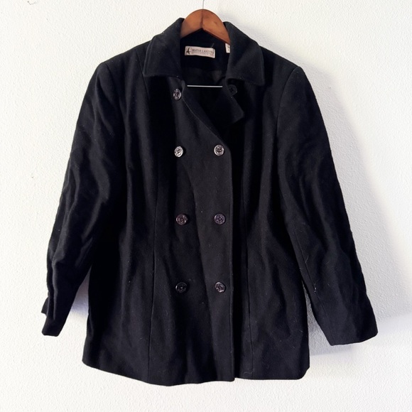 Marsh Landing Jackets & Blazers - Marsh Landing Vintage Nautical Black Wool Blend Double-Breasted Coat Large